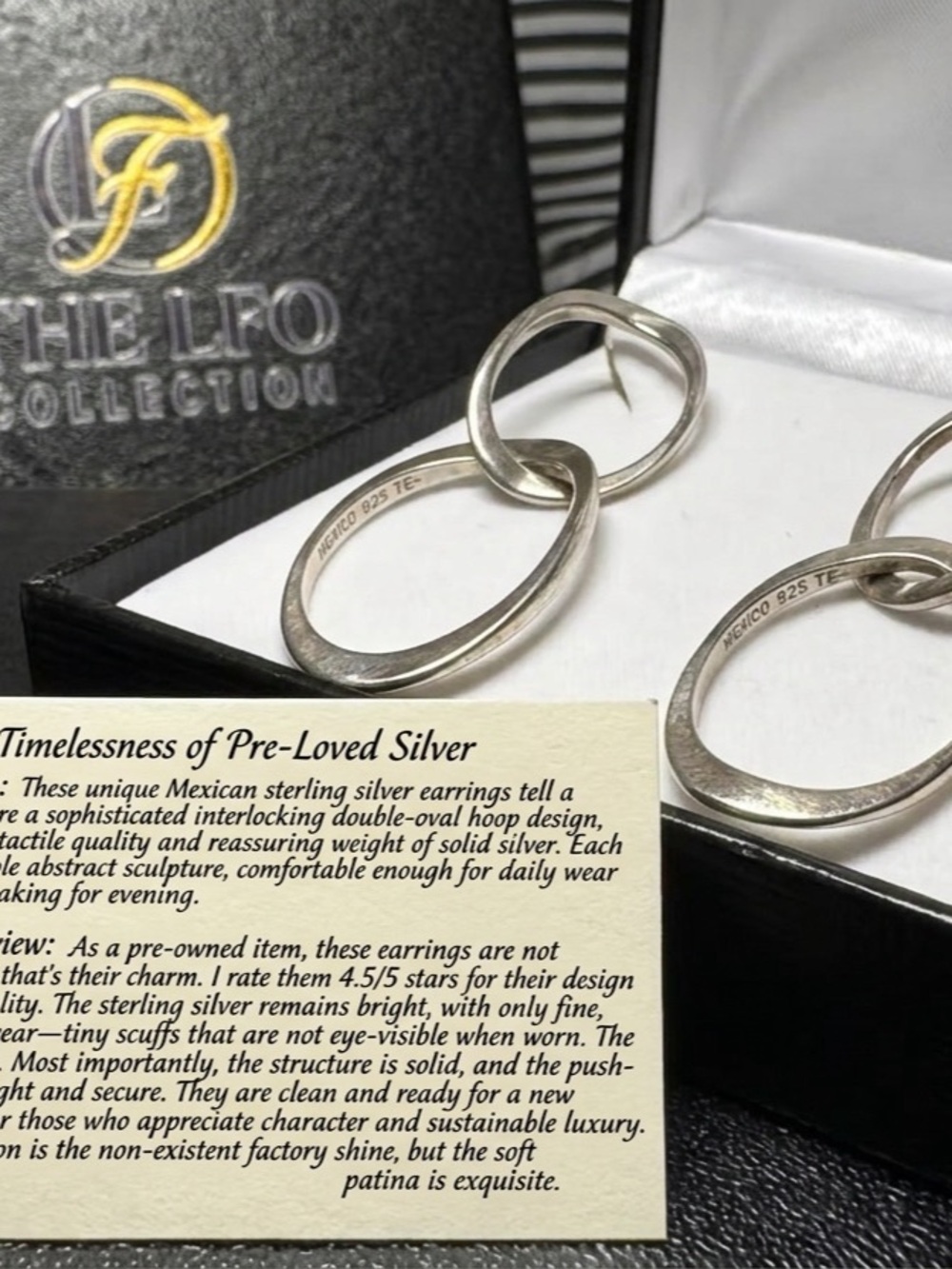 • VINTAGE Mexico 925 Sterling Interlocking Oval Drop Earrings